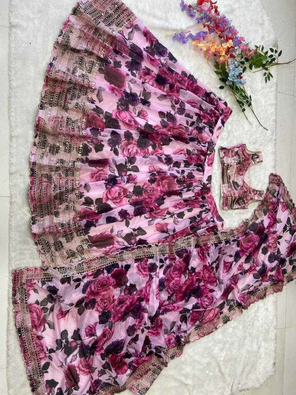 Tabby Silk Zari Work Sequins Lehenga With Cancan - MYLUXURY LANE ENTERPRISE